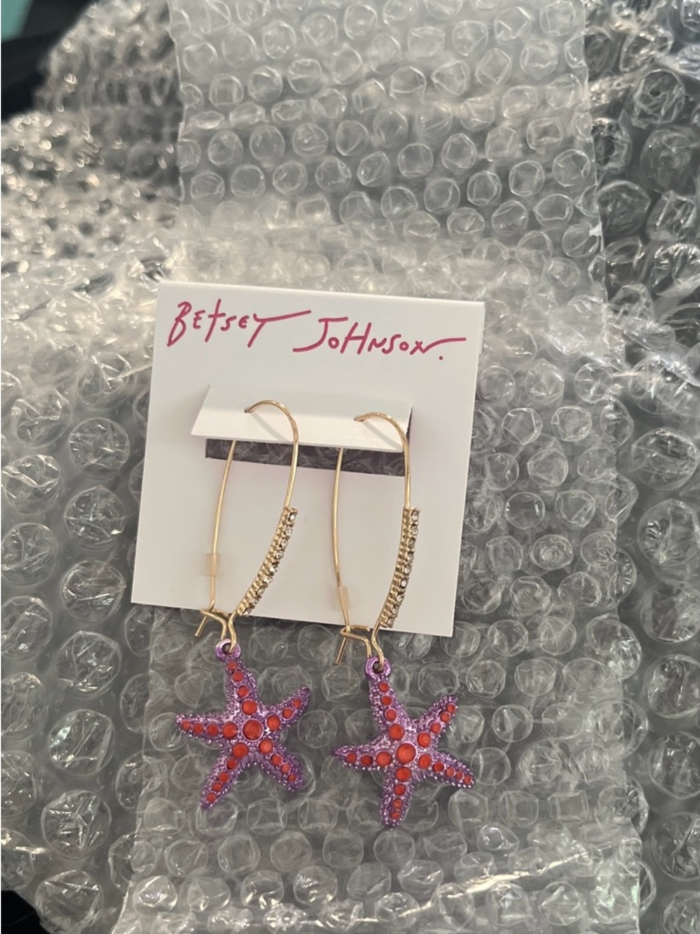 NEW Betsey Johnson Mermaid Jewels Starfish Dangle Earrings